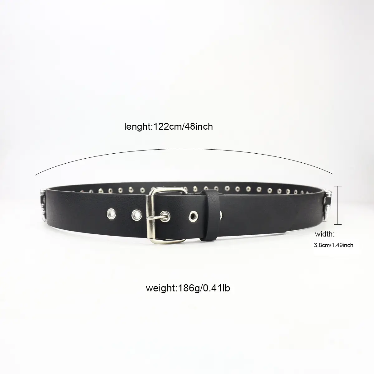 Black Punk Belt with Diamond Stoppers for Women & Men