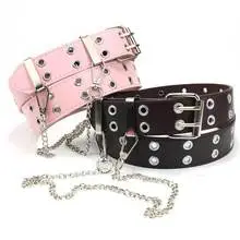 Black Punk Belt with Diamond Stoppers for Women & Men — feature 2