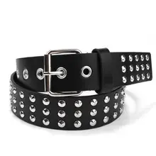 Black Punk Belt with Diamond Stoppers for Women & Men — feature 7