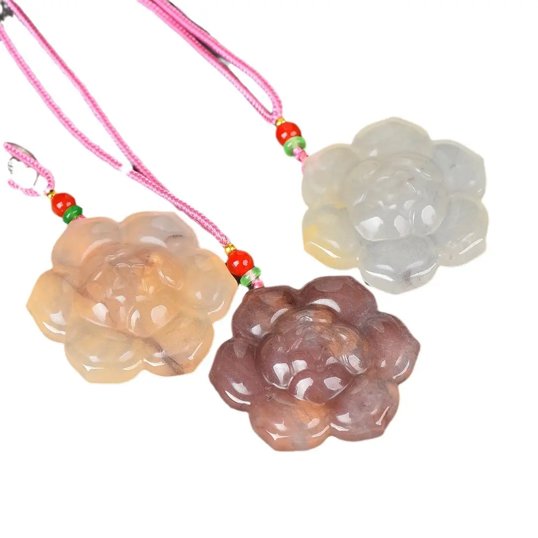 Golden Jade Flower Pendant with Red String - Image 5