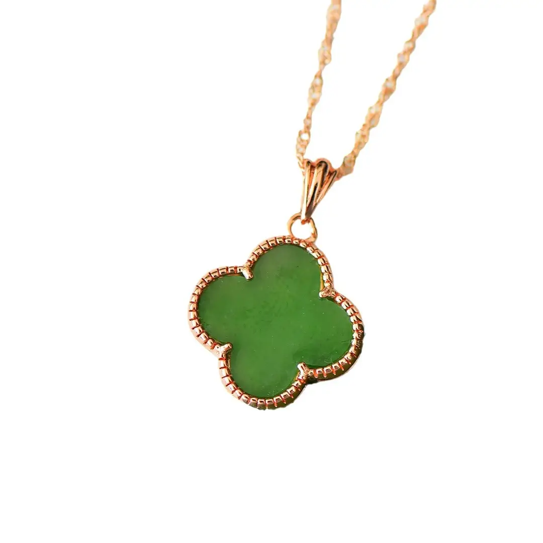 Copper Inlay Green Lotus Charm Necklace Set - Image 5