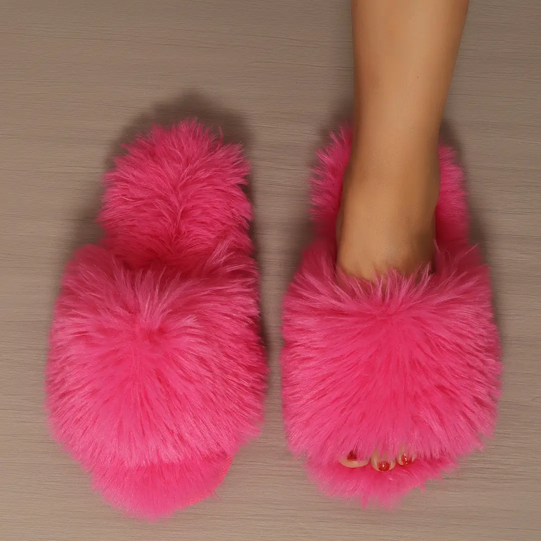 Cotton Slippers, Winter Long-Haired Slippers, Women's Indoor Furry Slippers, 2025 Spring and Autumn New Style, Plush Winter Slippers