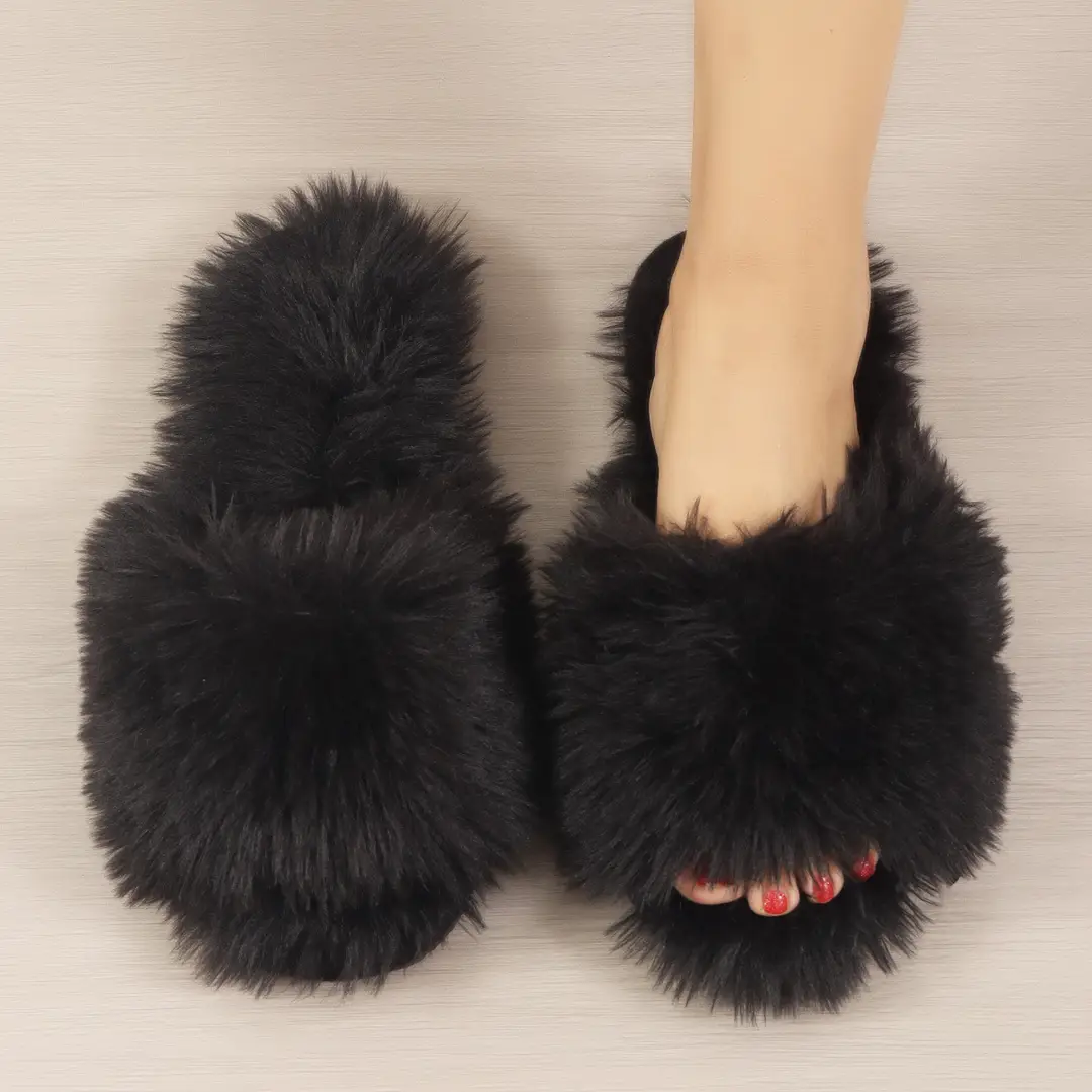 Cotton Slippers, Winter Long-Haired Slippers, Women's Indoor Furry Slippers, 2025 Spring and Autumn New Style, Plush Winter Slippers