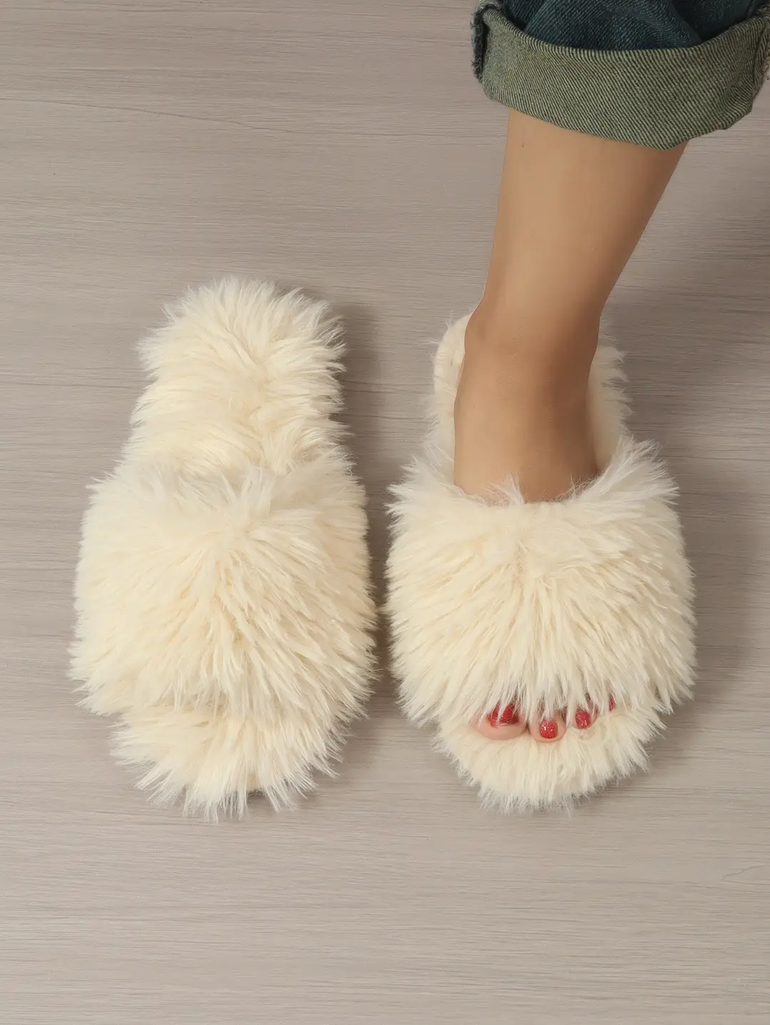 Cotton Slippers, Winter Long-Haired Slippers, Women's Indoor Furry Slippers, 2025 Spring and Autumn New Style, Plush Winter Slippers — feature 2