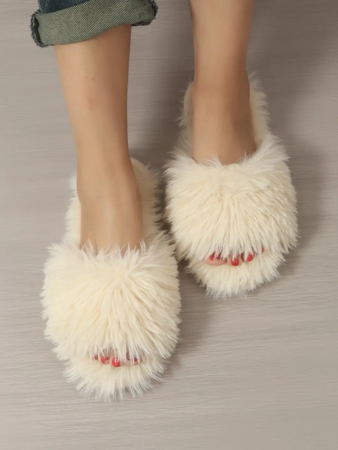 Cotton Slippers, Winter Long-Haired Slippers, Women's Indoor Furry Slippers, 2025 Spring and Autumn New Style, Plush Winter Slippers — feature 3
