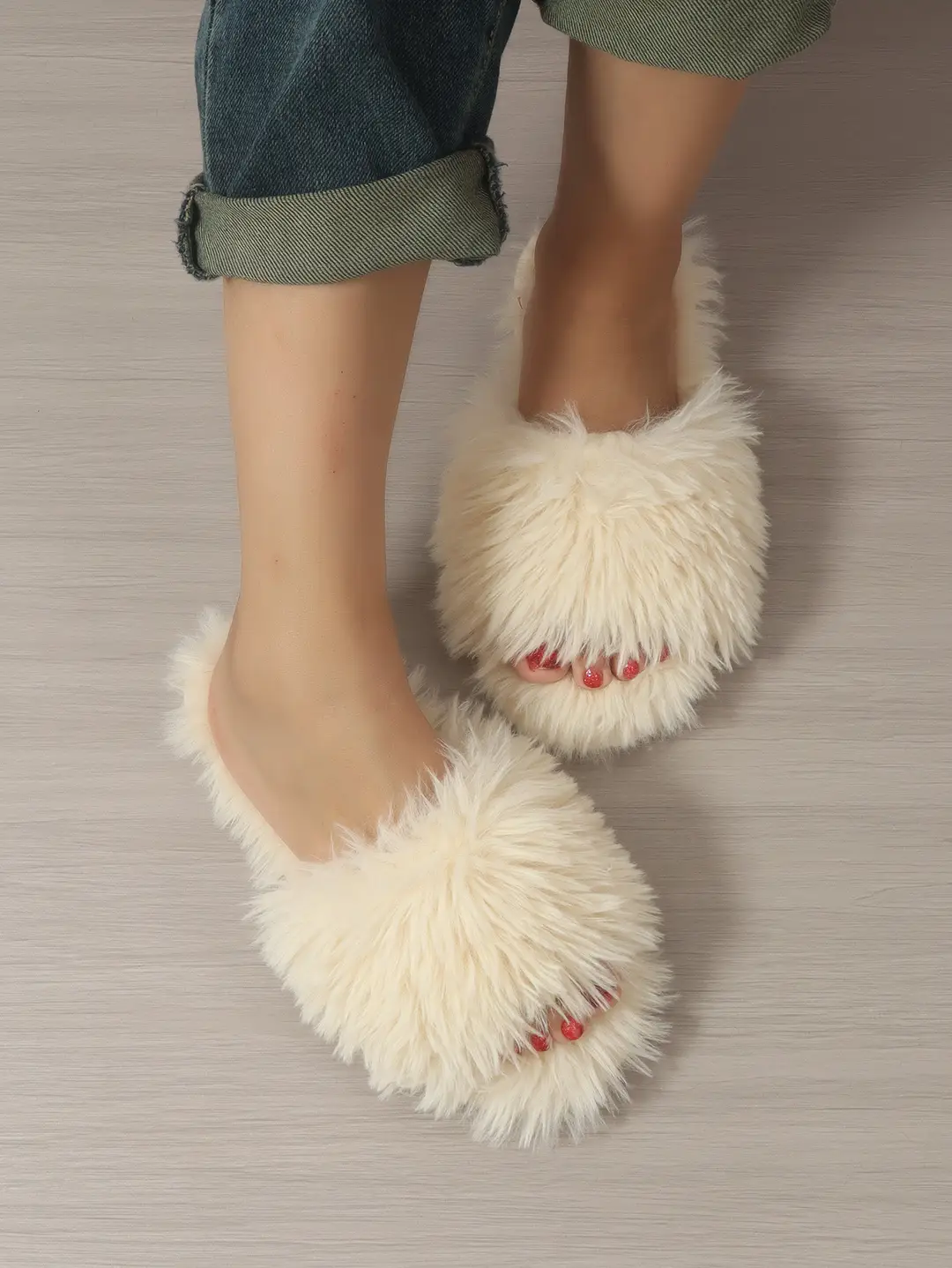 Cotton Slippers, Winter Long-Haired Slippers, Women's Indoor Furry Slippers, 2025 Spring and Autumn New Style, Plush Winter Slippers — feature 4