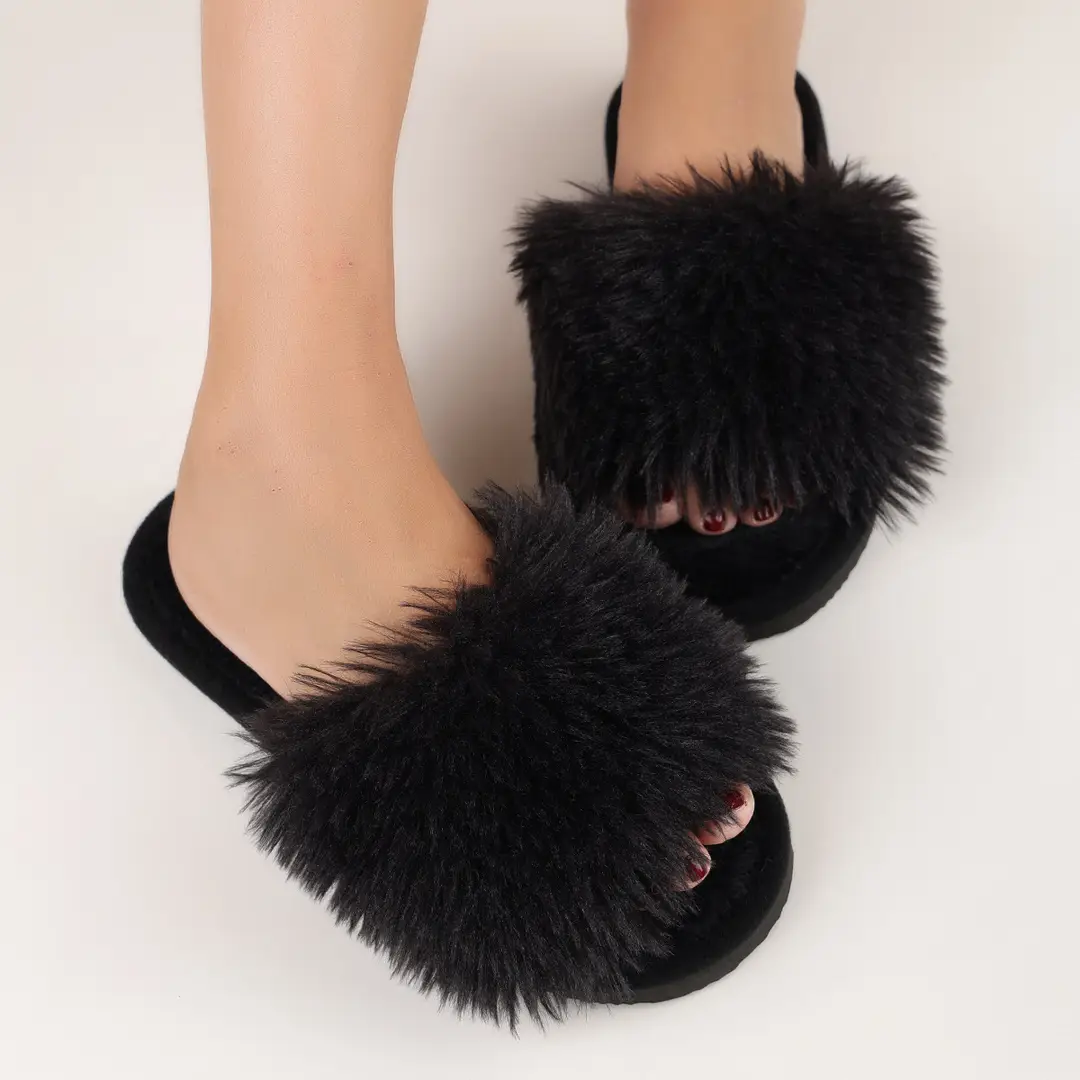 Cotton Slippers, Winter Long-Haired Slippers, Women's Indoor Furry Slippers, 2025 Spring and Autumn New Style, Plush Winter Slippers