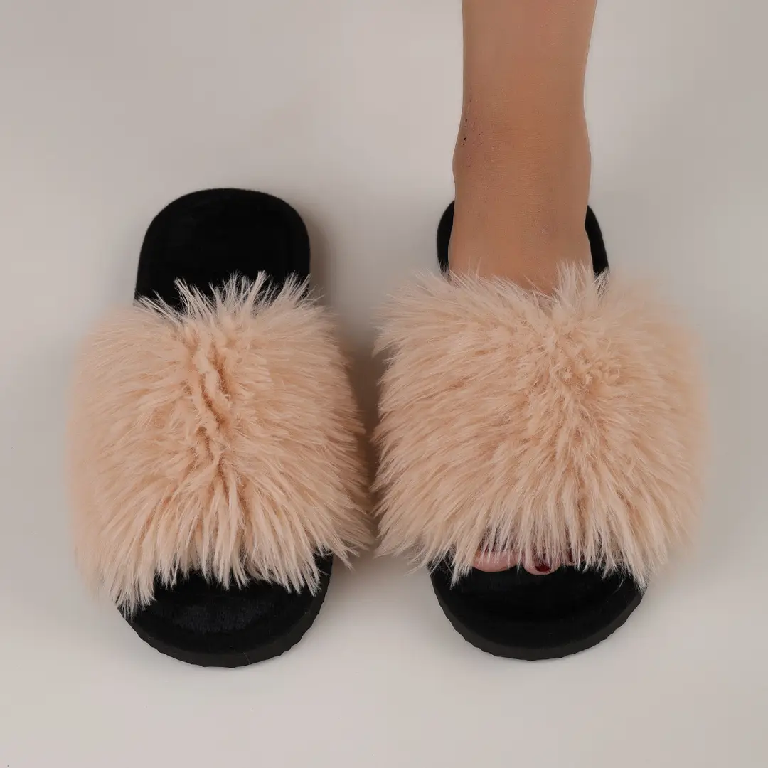 Cotton Slippers, Winter Long-Haired Slippers, Women's Indoor Furry Slippers, 2025 Spring and Autumn New Style, Plush Winter Slippers