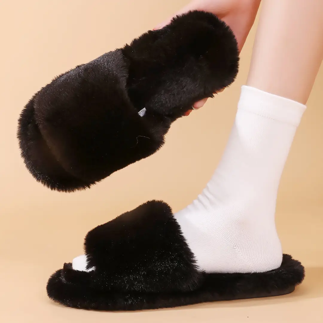 Cotton Slippers, Winter Long-Haired Slippers, Women's Indoor Furry Slippers, 2025 Spring and Autumn New Style, Plush Winter Slippers