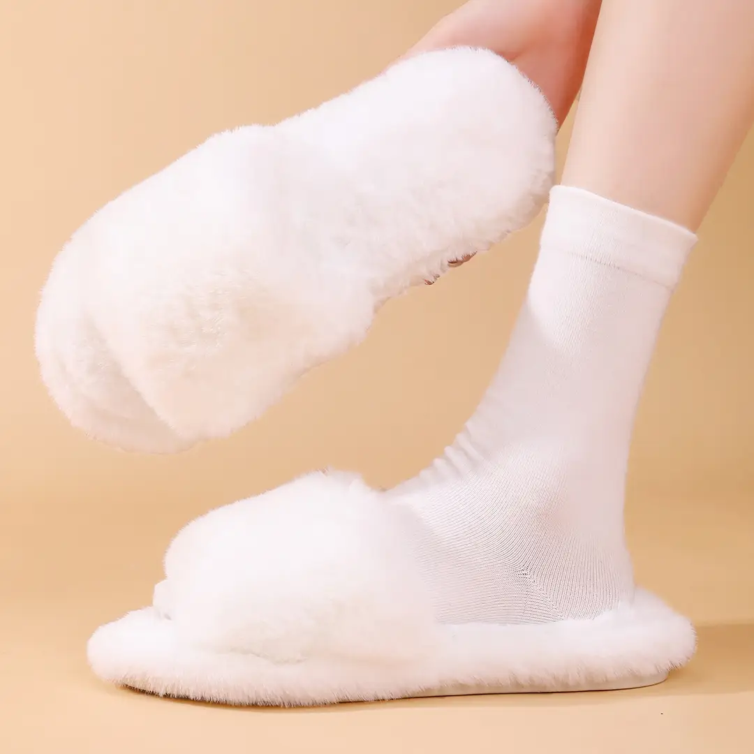 Cotton Slippers, Winter Long-Haired Slippers, Women's Indoor Furry Slippers, 2025 Spring and Autumn New Style, Plush Winter Slippers
