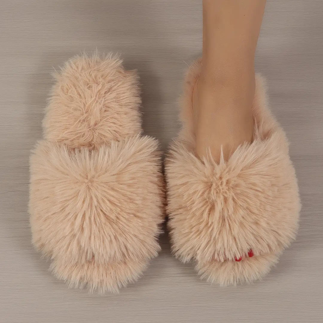 Cotton Slippers, Winter Long-Haired Slippers, Women's Indoor Furry Slippers, 2025 Spring and Autumn New Style, Plush Winter Slippers