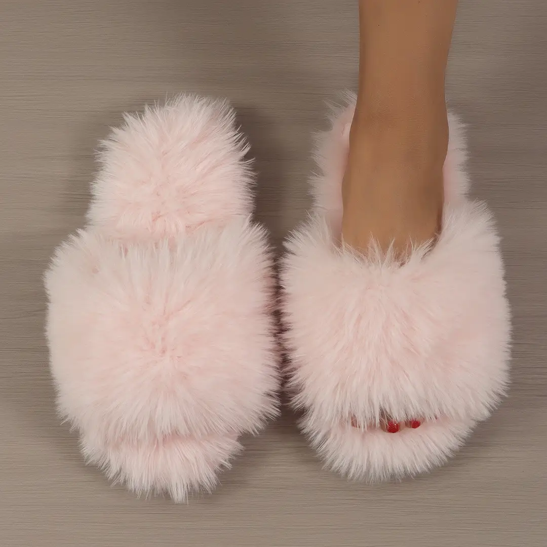 Cotton Slippers, Winter Long-Haired Slippers, Women's Indoor Furry Slippers, 2025 Spring and Autumn New Style, Plush Winter Slippers