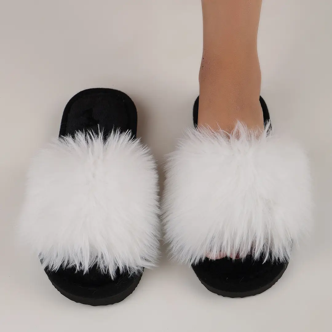 Cotton Slippers, Winter Long-Haired Slippers, Women's Indoor Furry Slippers, 2025 Spring and Autumn New Style, Plush Winter Slippers