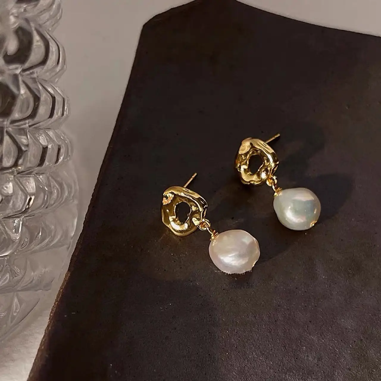 Gold Pearl Baroque Earrings for Women — feature 1