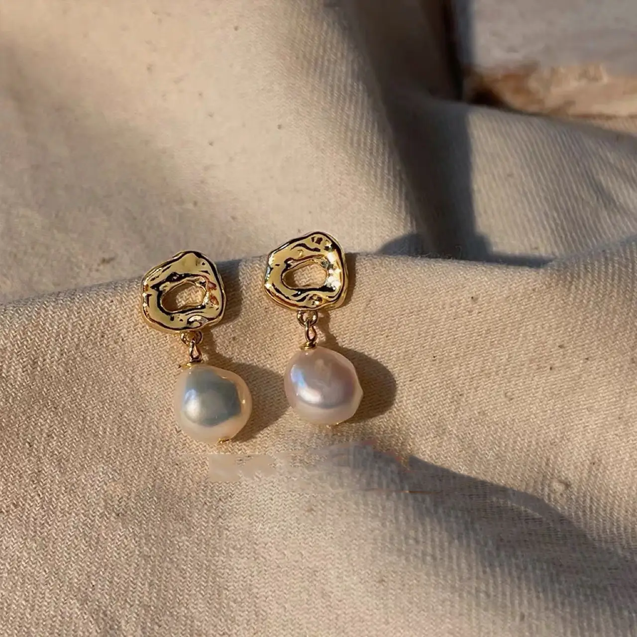 Gold Pearl Baroque Earrings for Women — feature 3