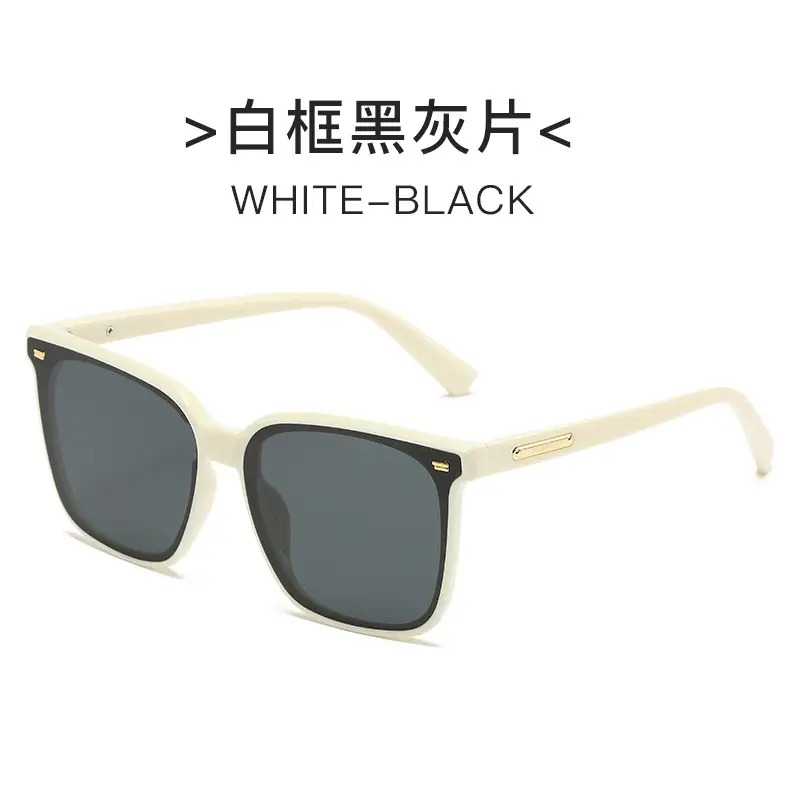 White Black Square Sunglasses for Men Women - Image 3