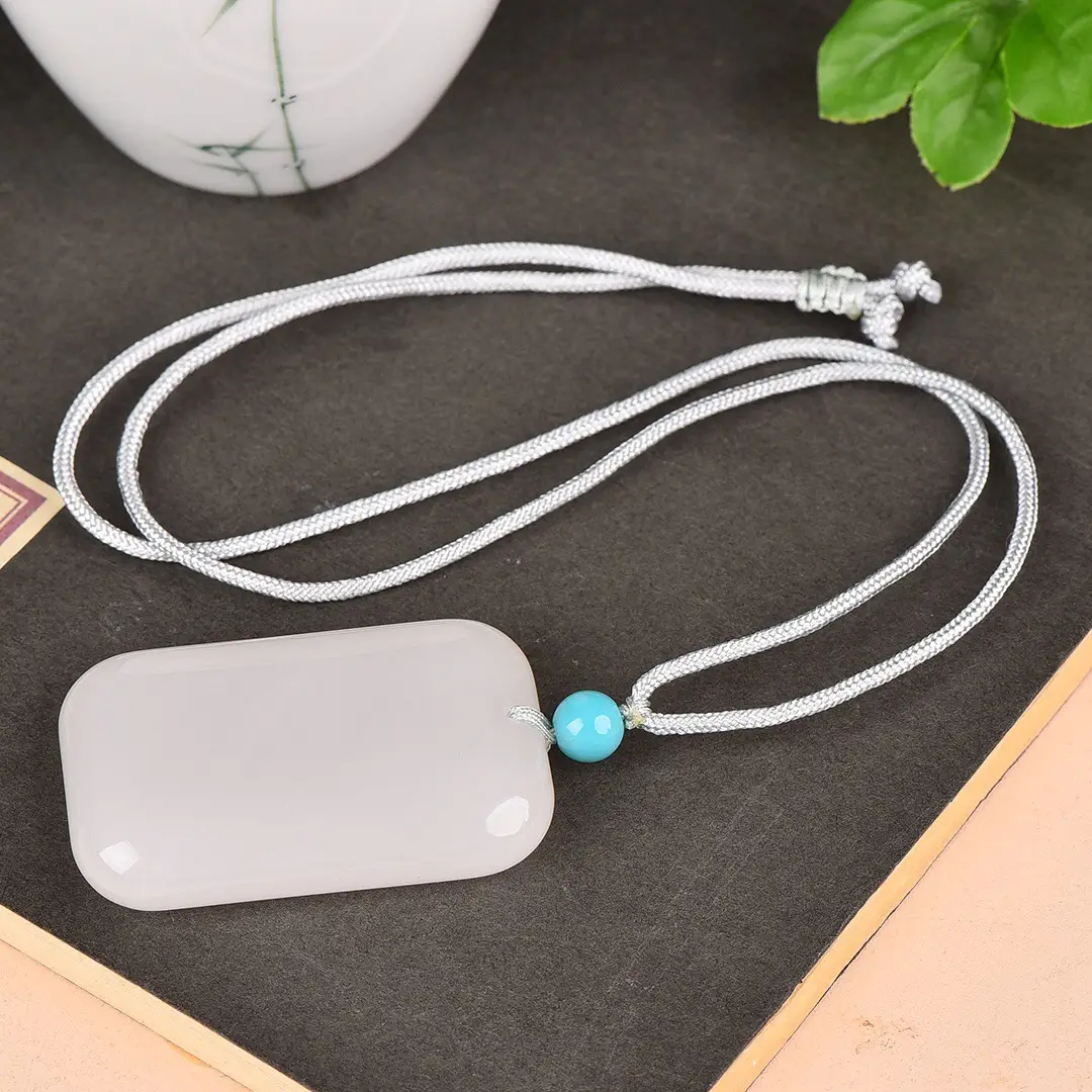 Jade Safe & Sound Card Necklace with Blue Bezel — feature 7