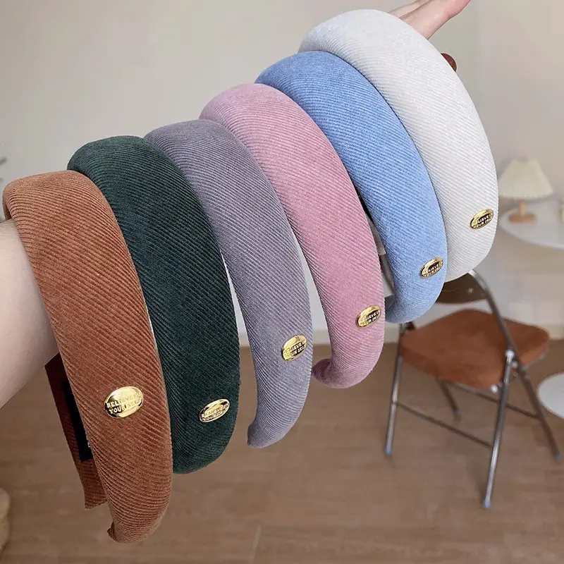 Women Retro Chanel Plaid Headband with Sponges - Image 3