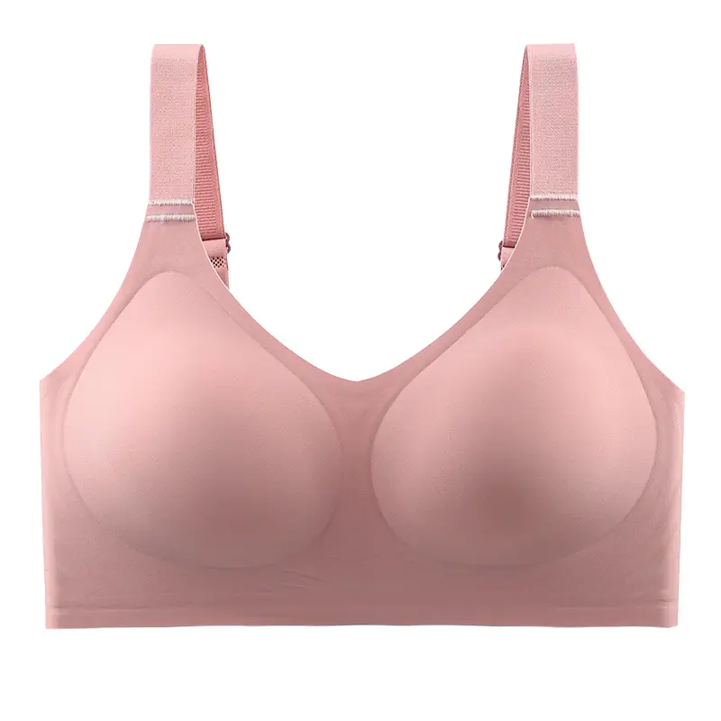 Jelly Soft Support Semi-Fixed Cup Glossy, Traceless, Wire-Free, Comfortable, Wide-Shouldered Bra, Push-Up, High-Elasticity, Super Soft and Small
