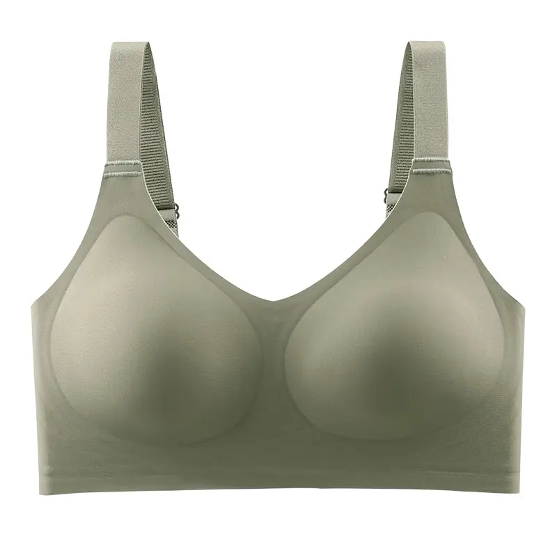 Jelly Soft Support Semi-Fixed Cup Glossy, Traceless, Wire-Free, Comfortable, Wide-Shouldered Bra, Push-Up, High-Elasticity, Super Soft and Small
