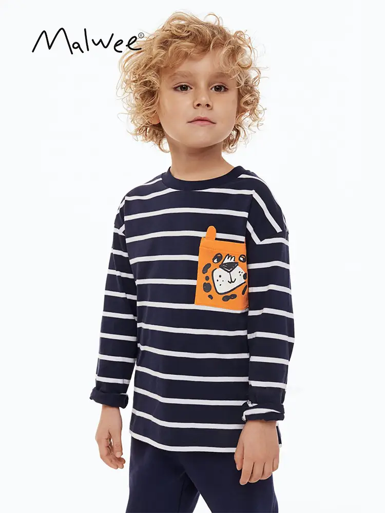 Malwee Boys Striped T-Shirt Autumn Casual Long Sleeve - Image 2