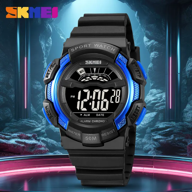 Sports Digital Watch Black Blue Waterproof 10:58 Display - Image 10