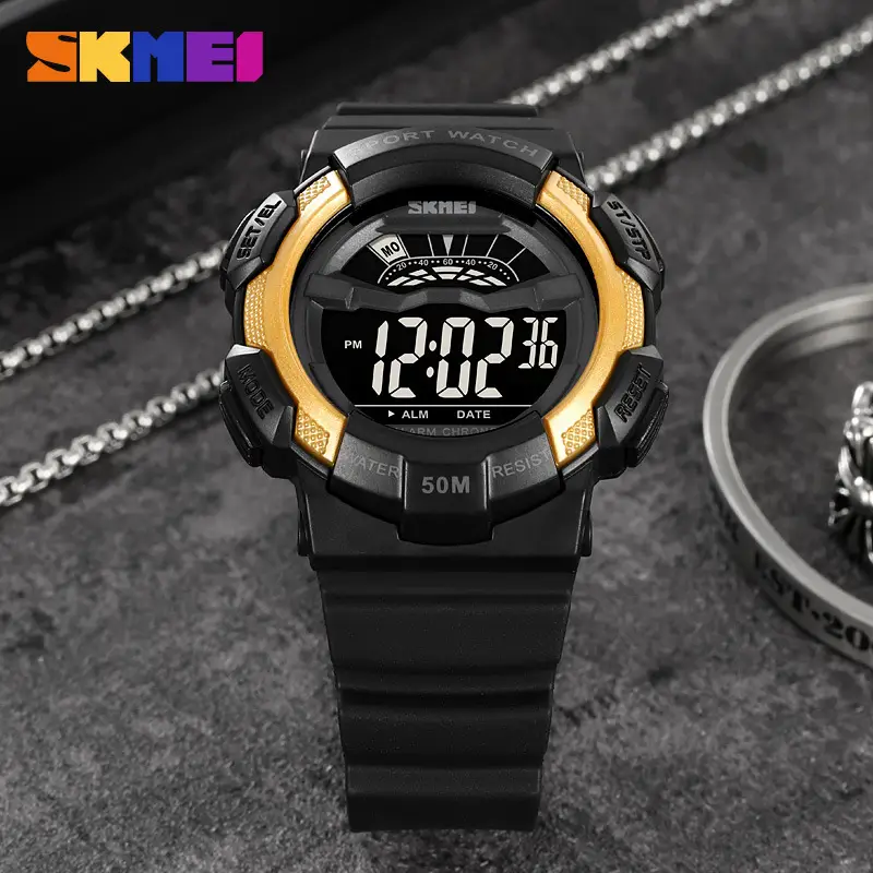 Sports Digital Watch Black Blue Waterproof 10:58 Display - Image 12