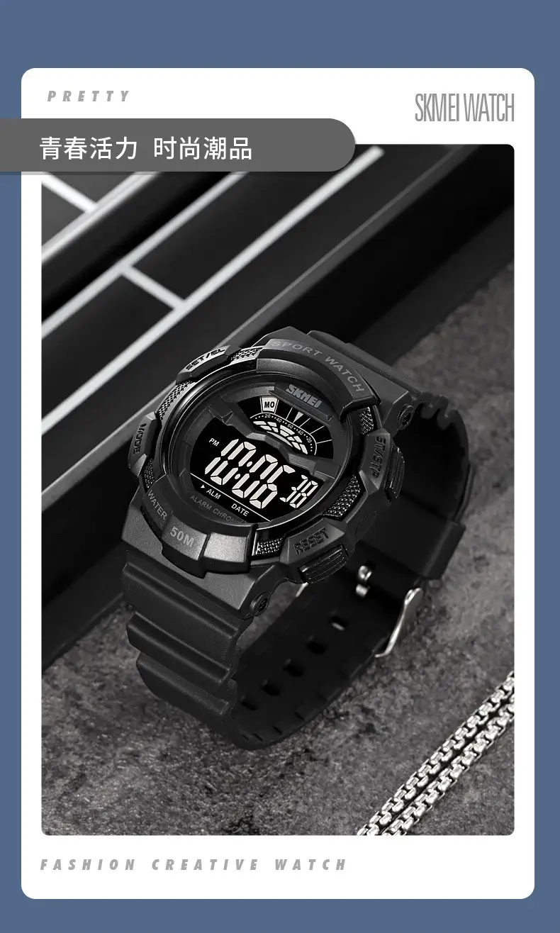 Sports Digital Watch Black Blue Waterproof 10:58 Display — feature 20