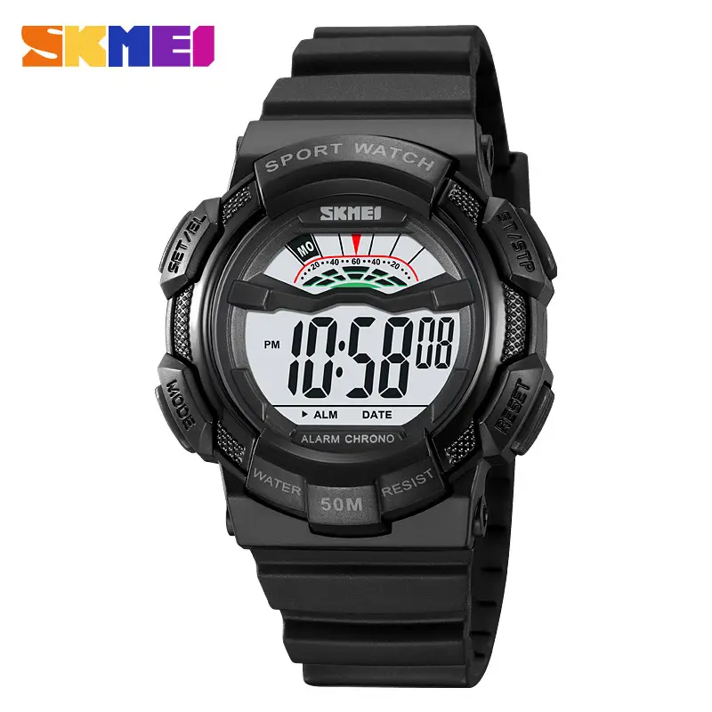 Sports Digital Watch Black Blue Waterproof 10:58 Display - Image 5