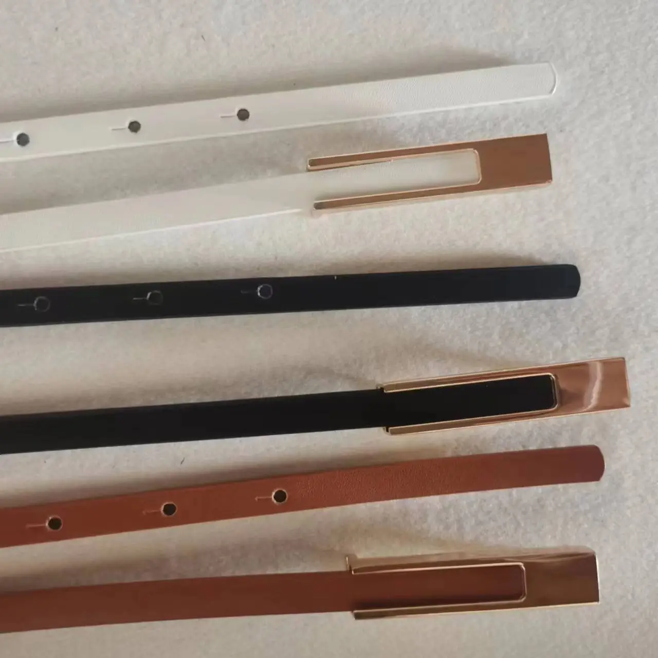 Women's Thin Gold Belt with White Strap - Image 2