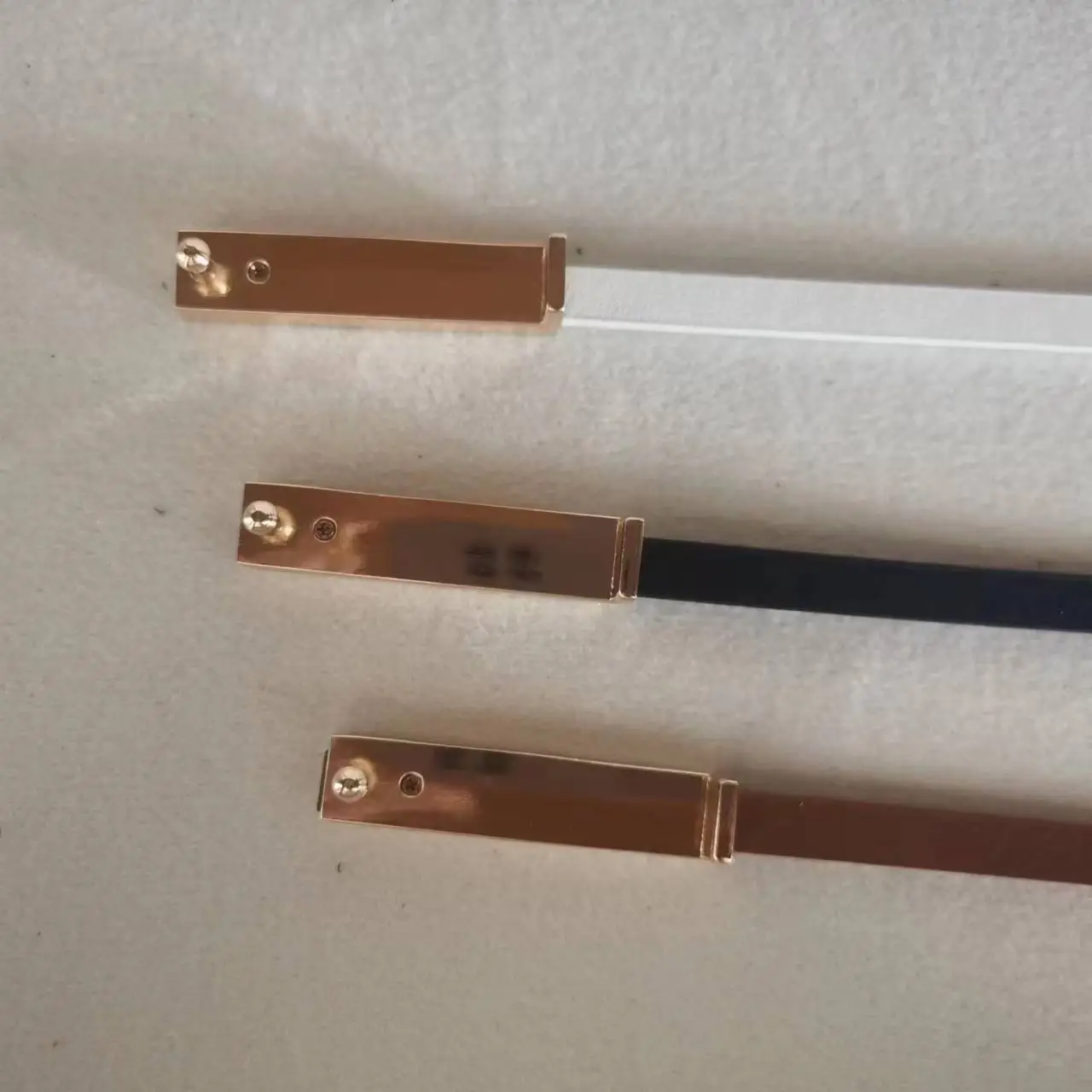 Women's Thin Gold Belt with White Strap - Image 3