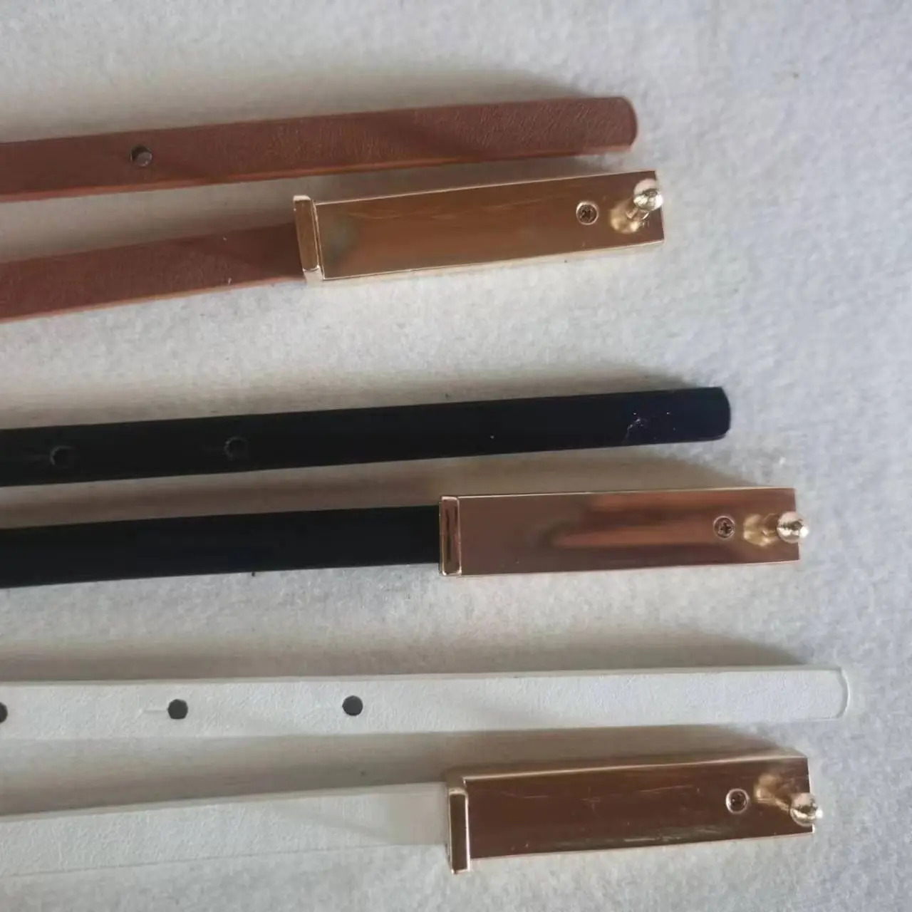 Women's Thin Gold Belt with White Strap - Image 4