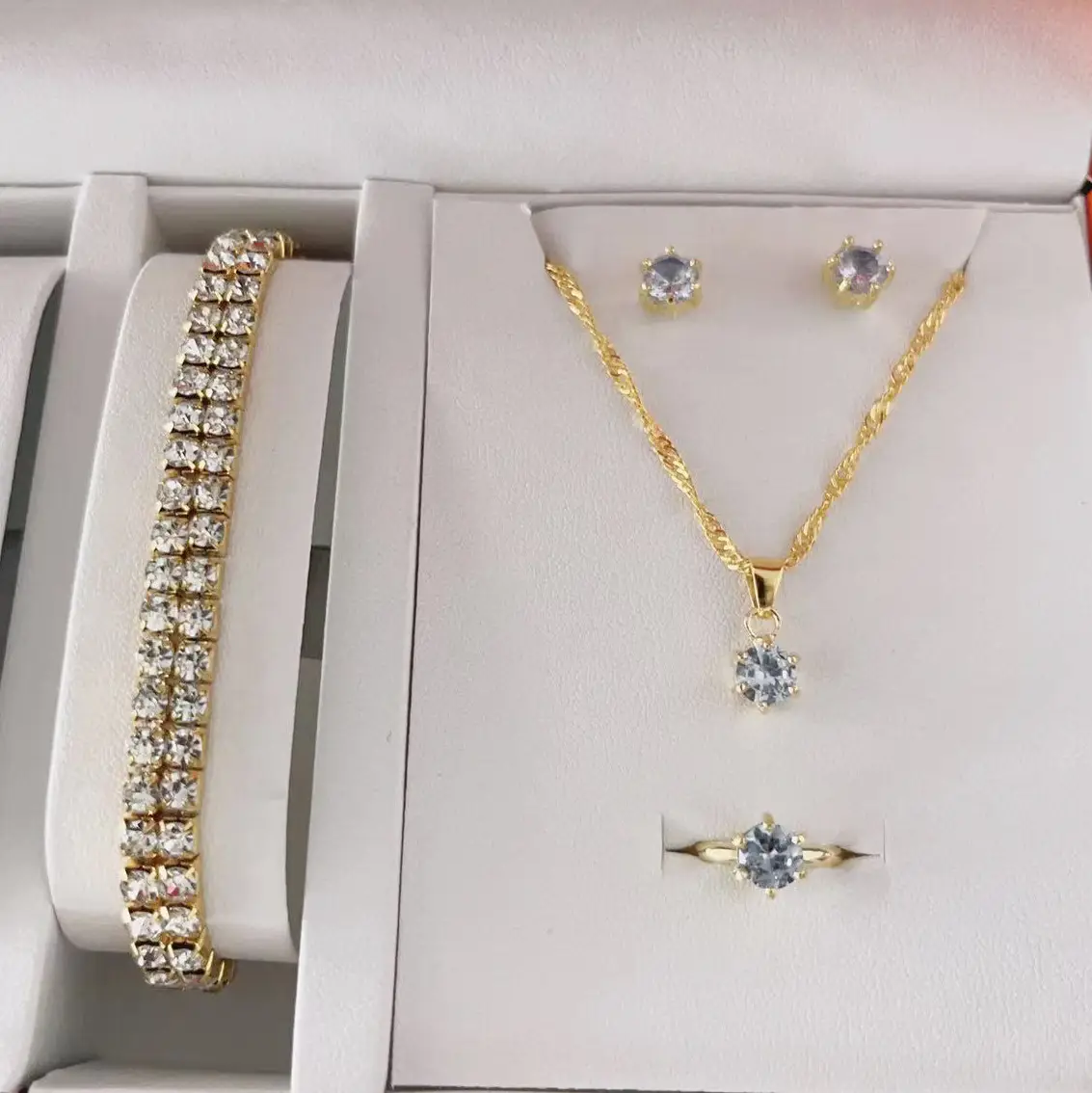 Four-piece Zircon Jewelry Set for Women