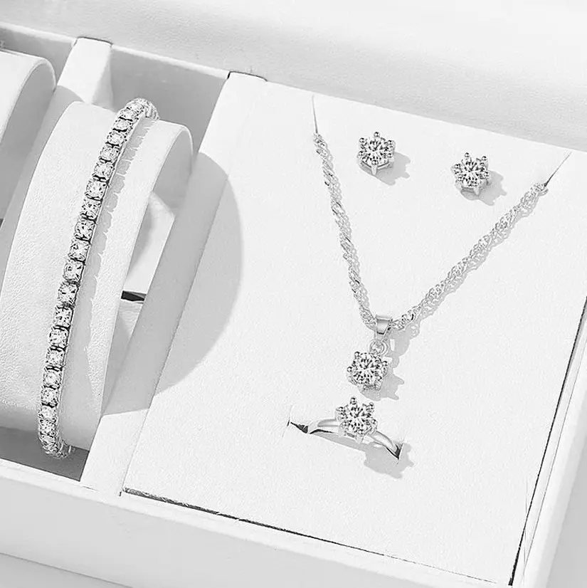 Water wave chain silver single-row bracelet set