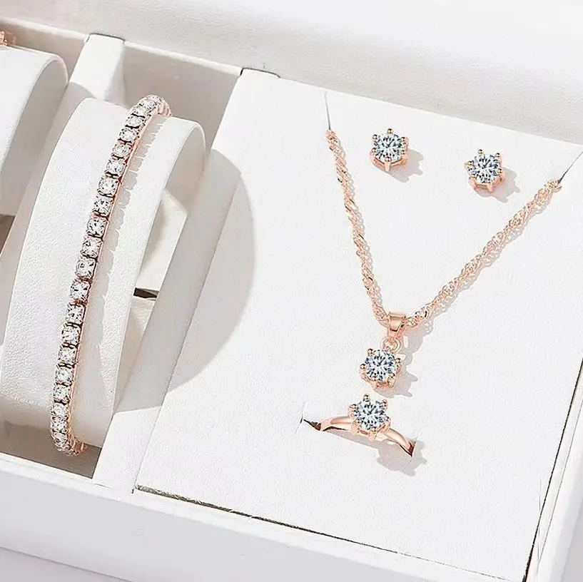 Water Wave Chain Rose Gold Single Row Bracelet suit