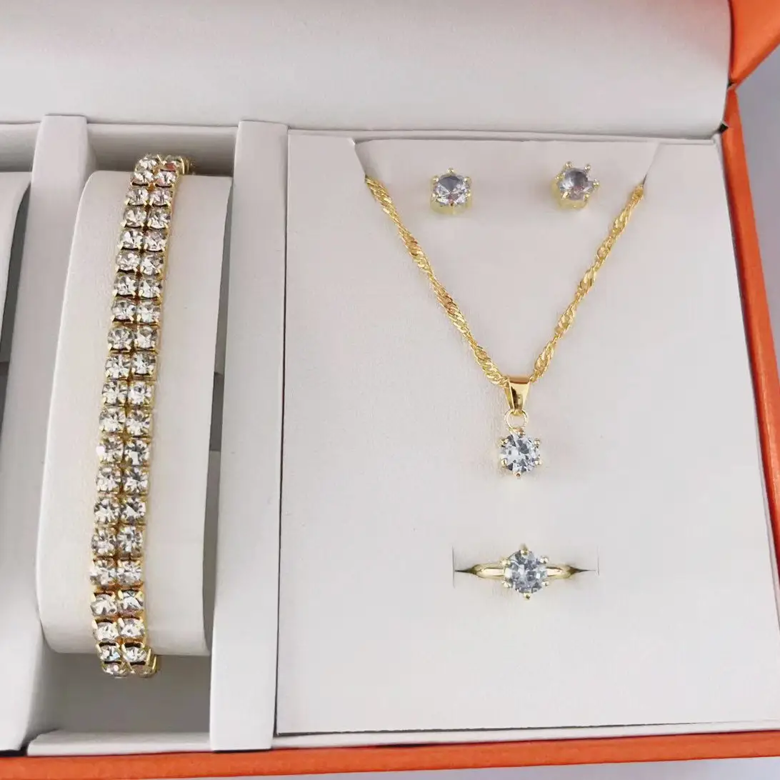 Water Wave Chain Gold Double Row Bracelet suit