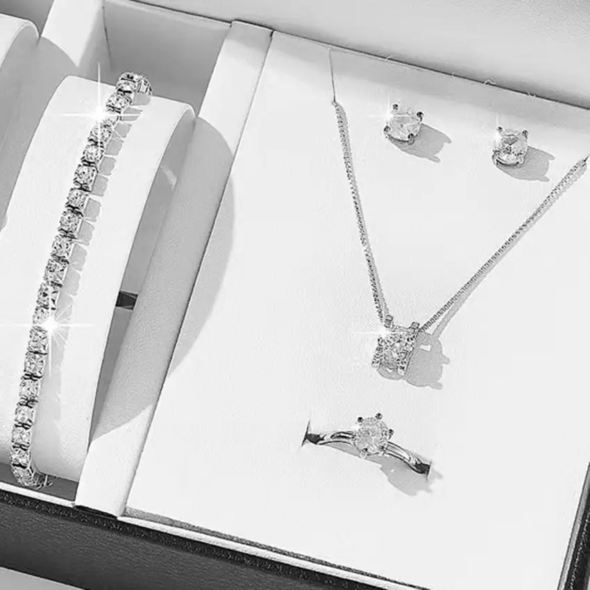 Venetian chain silver single-row bracelet set