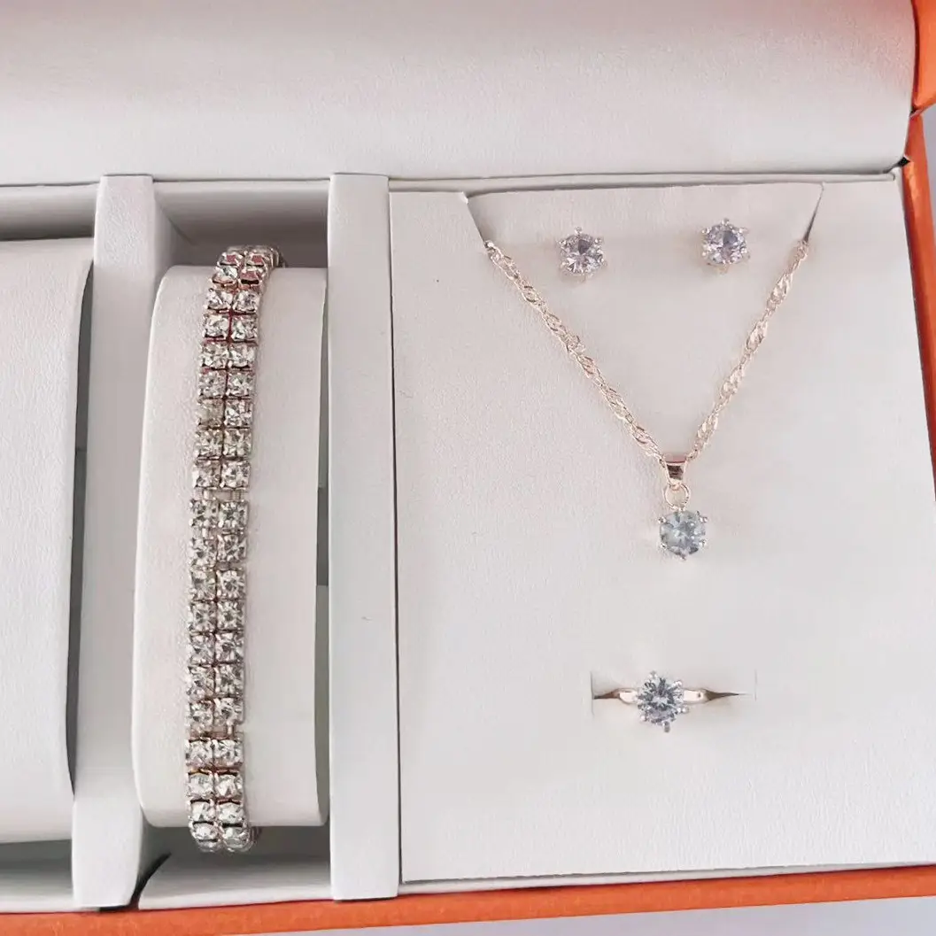 Four-piece Zircon Jewelry Set for Women