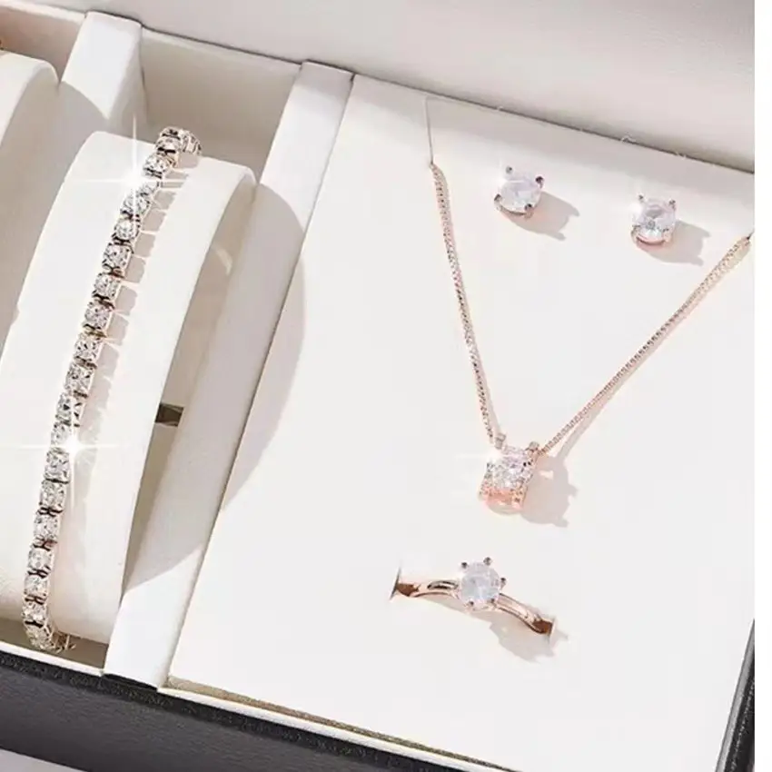 Four-piece Zircon Jewelry Set for Women