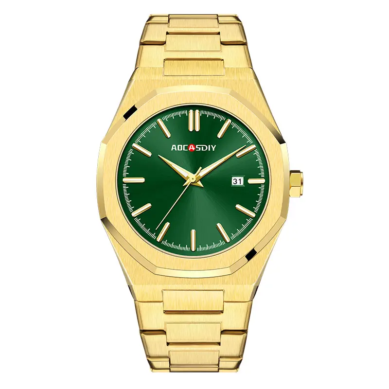 AOCASDIY Gold Green Dial Men's Quartz Watch - Image 2