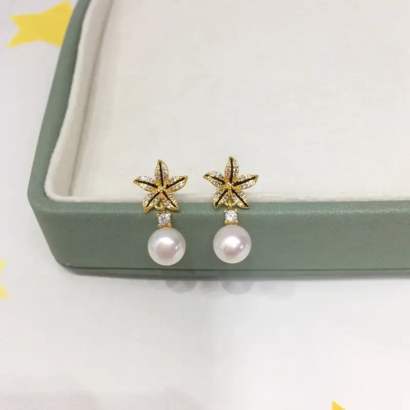18K Gold Pearl Star Earrings for Women — feature 3