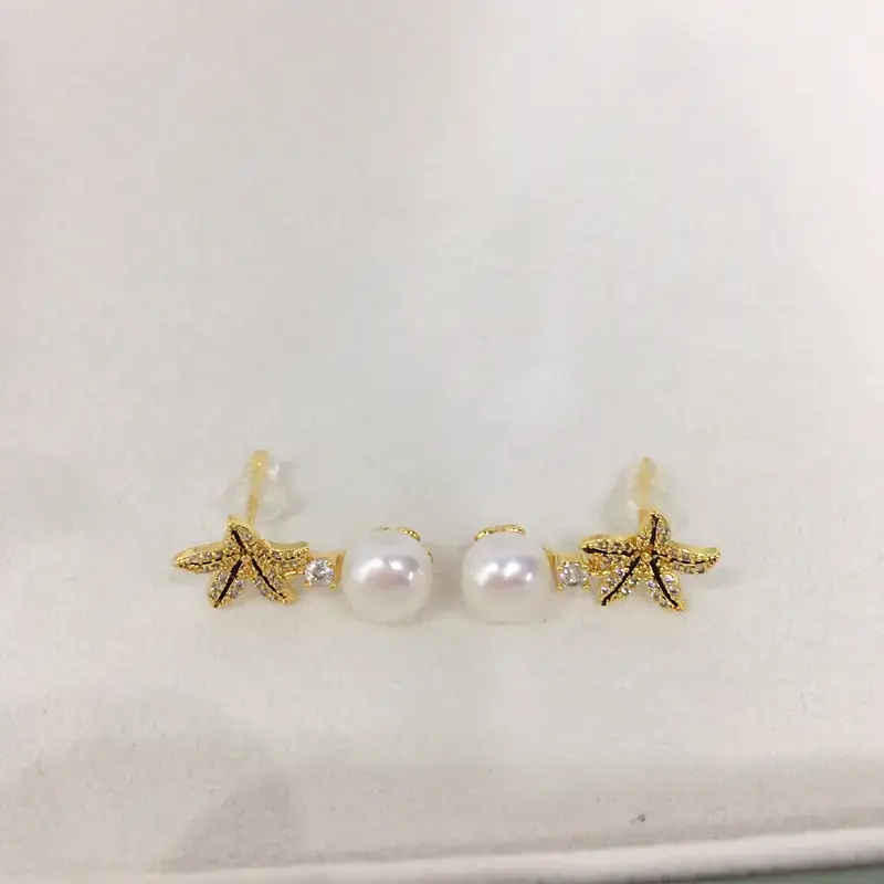 18K Gold Pearl Star Earrings for Women — feature 5