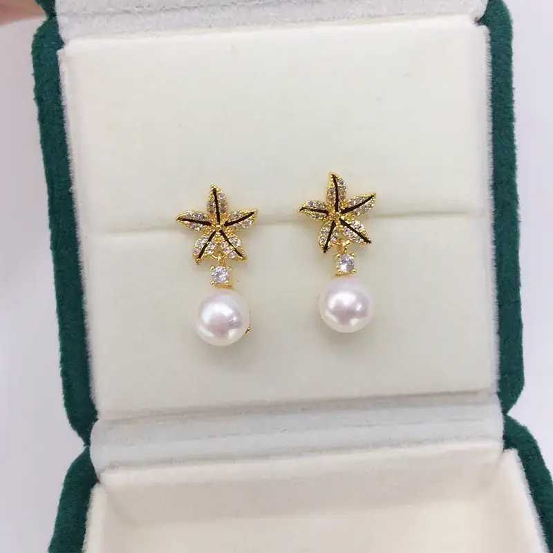 18K Gold Pearl Star Earrings for Women — feature 6