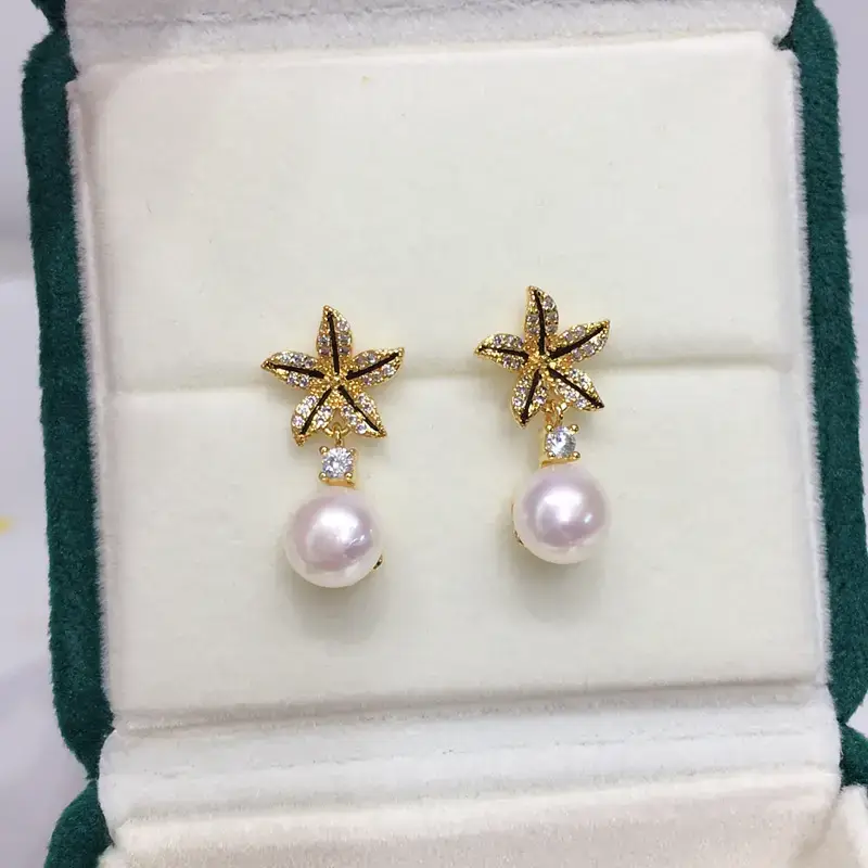 18K Gold Pearl Star Earrings for Women — feature 7