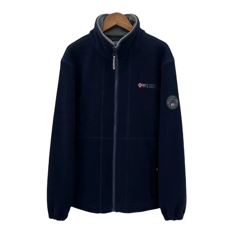 Norwegian Single Velvet Thickeneded Double-Sided Polar Fleece Jacket for Men Autumn and Winter Warm Casual Loose Large Size Jacket