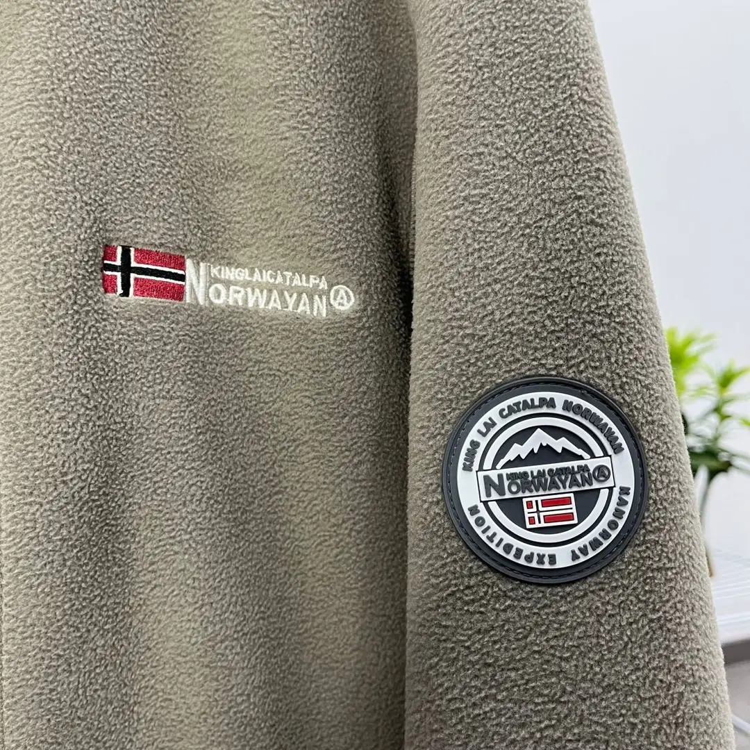Norwegian Single Velvet Thickeneded Double-Sided Polar Fleece Jacket for Men Autumn and Winter Warm Casual Loose Large Size Jacket — feature 12