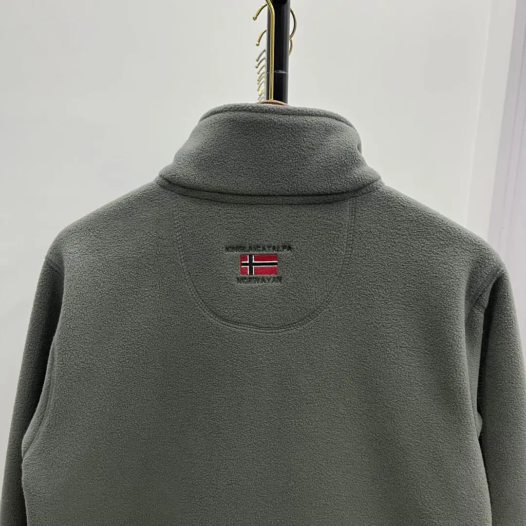 Norwegian Single Velvet Thickeneded Double-Sided Polar Fleece Jacket for Men Autumn and Winter Warm Casual Loose Large Size Jacket — feature 21