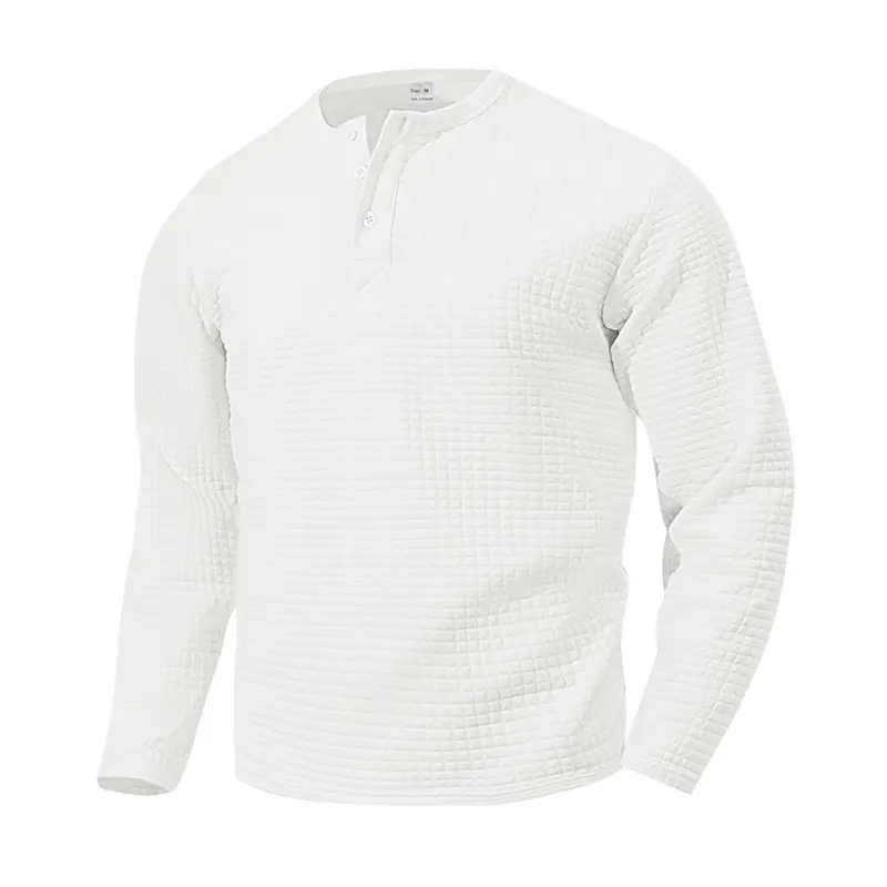 Men's Beige Waffle Knit Long Sleeve T-Shirt — feature 10