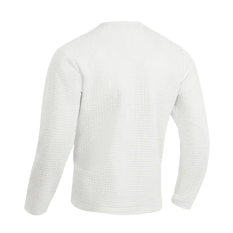 Men's Beige Waffle Knit Long Sleeve T-Shirt — feature 11