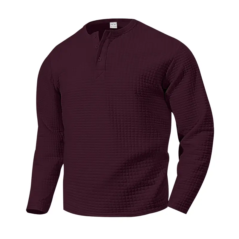 Men's Beige Waffle Knit Long Sleeve T-Shirt — feature 34